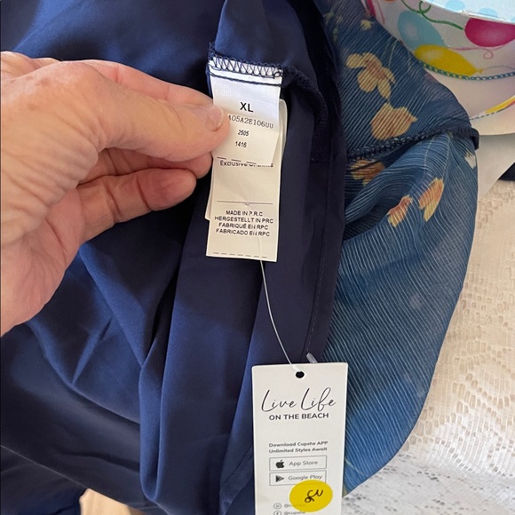 Cupshe Navy Floral Long Sleeve Dress - Picture 2 of 4